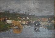 Paysage Nombreuses vaches a herbage Eugene Boudin